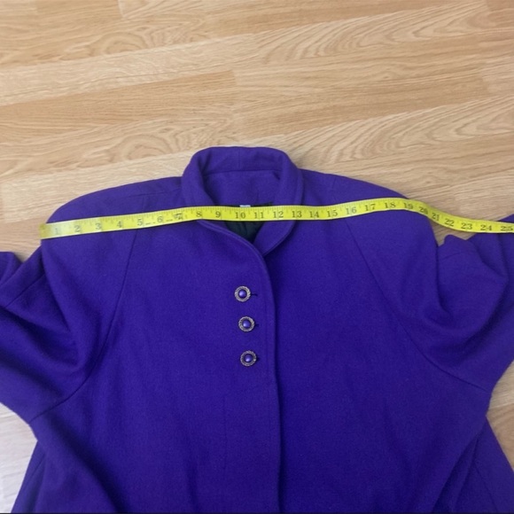 VINTAGE Wool Pea Coat Trench Royal Purple Gold Buttons Academia Size 6 - Picture 7 of 8